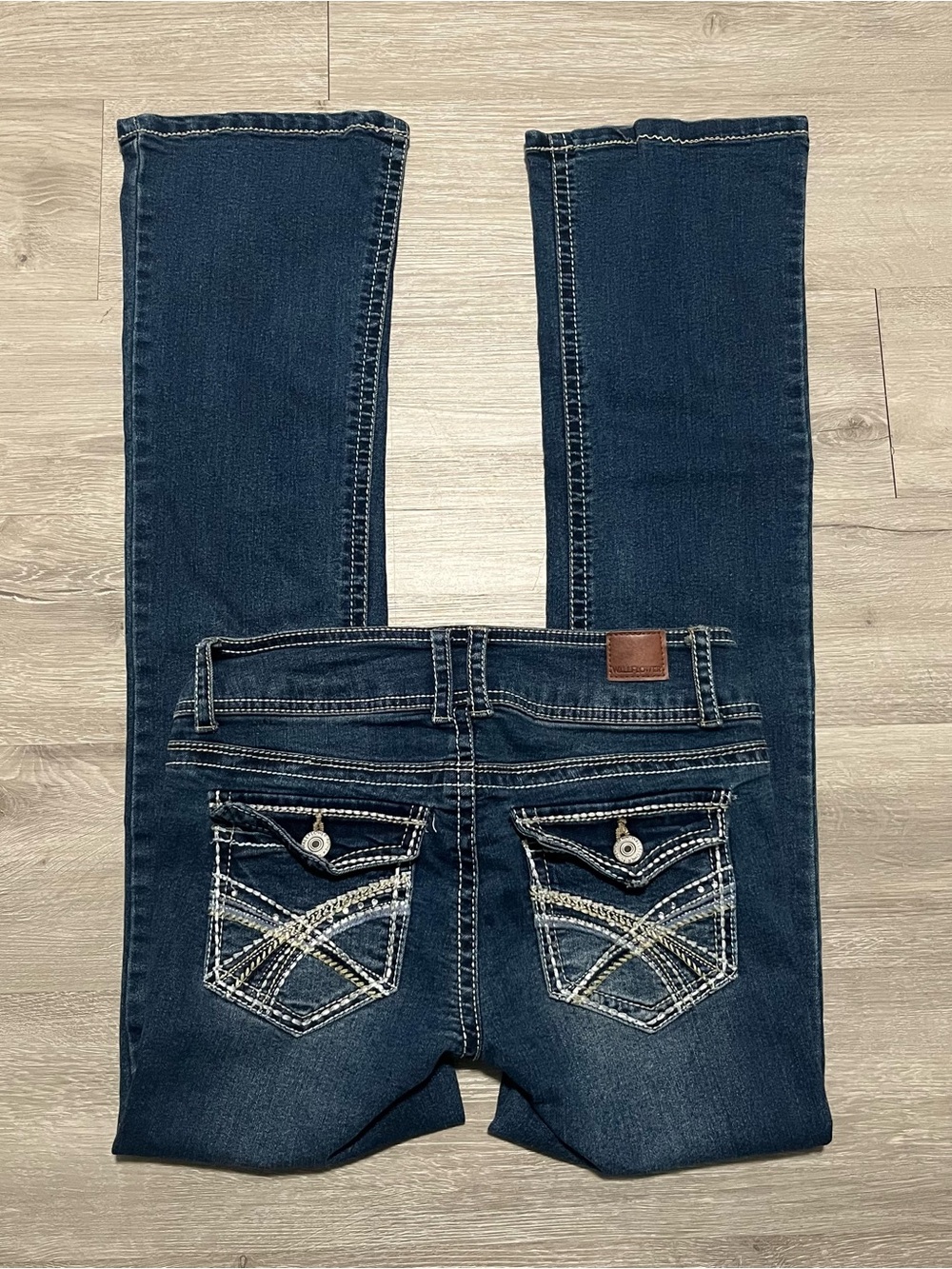 Wildflowers Navy Flare Jeans with Embellished Back Pockets